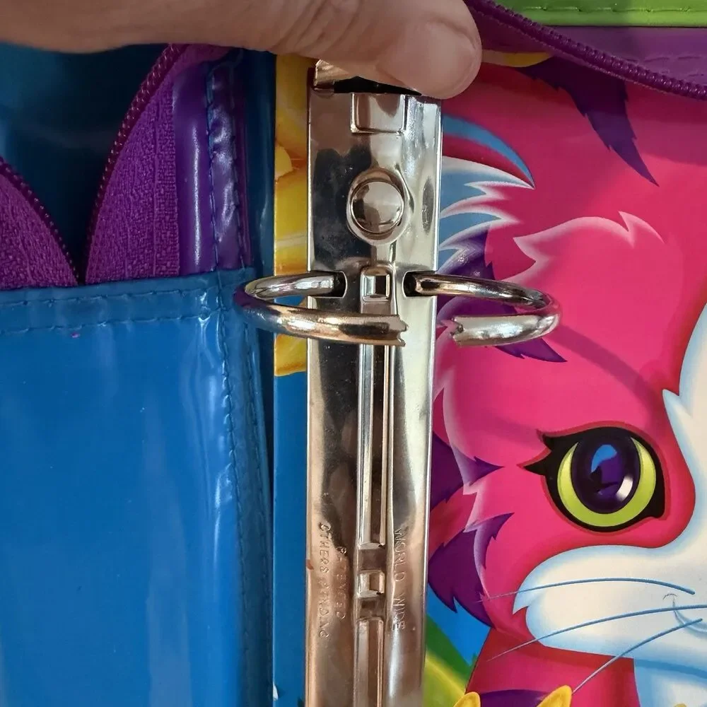 Vintage LISA FRANK 3-Ring Binder Zipper Cats Kitty Sunflower 90s Y2K Large